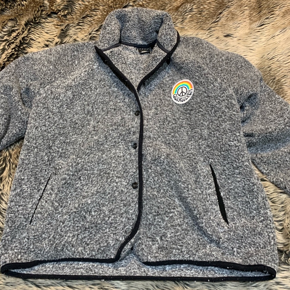 Quiksilver fleece jacket featuring a Rainbow Peace Patch logo Size XS